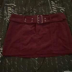 Corduroy belted mini skirt